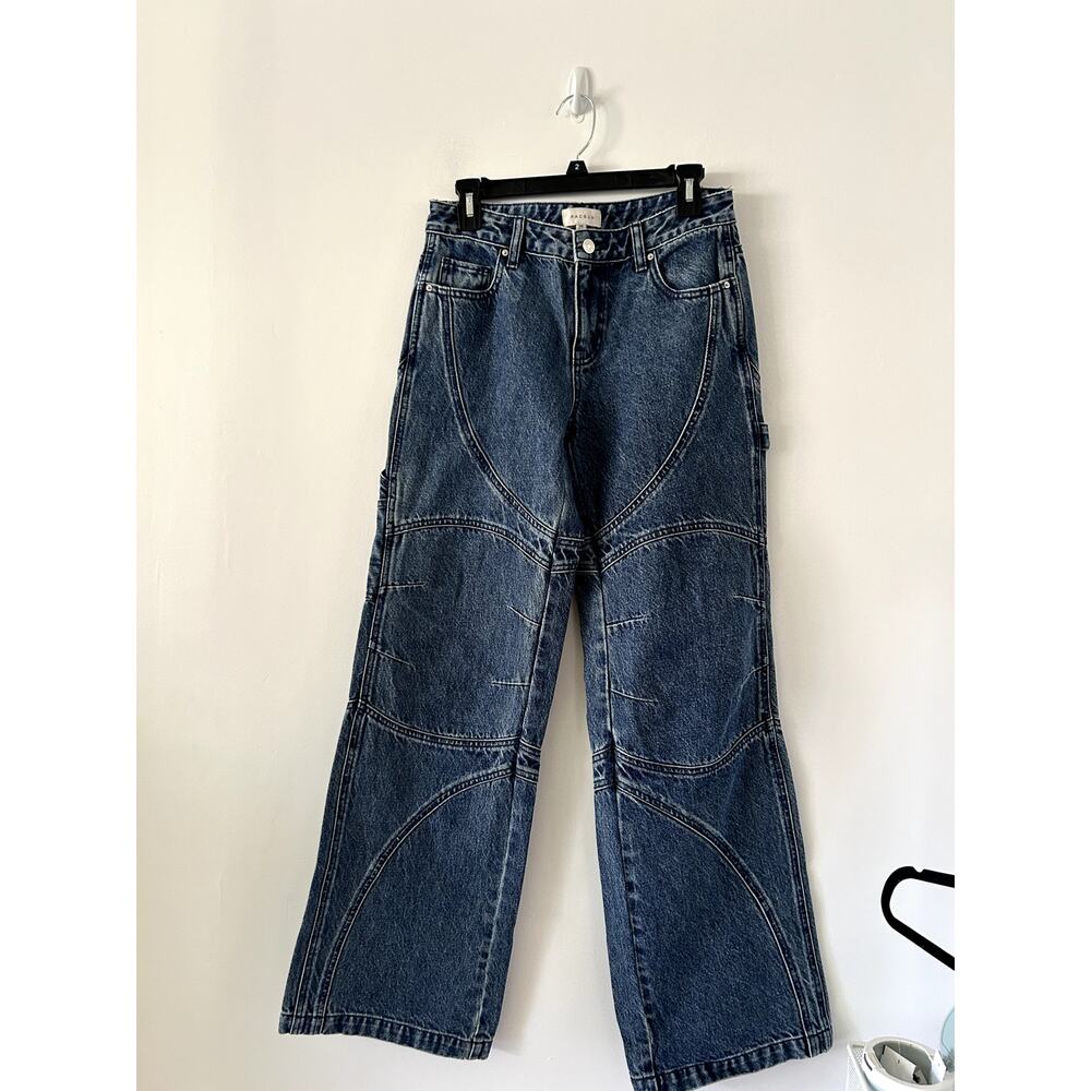 Pacsun Casey Dark Indigo Moto Low Rise Baggy Jeans Size 26 - Picture 2 of 5